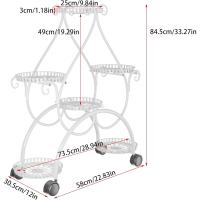 Estanteria para Macetas de Metal con Ruedas, Soporte para Plantas de 6 Niveles con Ruedas Universales Soporte Macetas Exterior Interior para Salón Balcón Terraza Patio 72,5 x 32,5 x 78,5cm - details 10