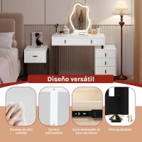 Maquillaje de Alto Brillo con Encimera 2 Cajones y 1 Cómodo Mara y Metal Mueble de Dormitorio Morno - details 5