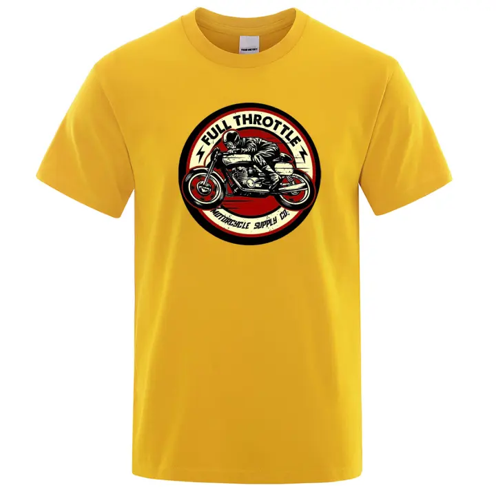 Camisetas de motorista Full Throttle Cafe Racer Rockabilly, Camiseta de algodón, ropa de calle informal de marca, camisetas de moda Harajuku 2022 - 1