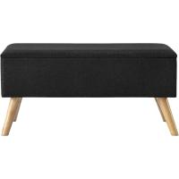 Pie Tapizado Banqueta con Almacenamiento Asiento Abatible hasta 150 kg MDF/Poliéster Patas de Madera 79 x 40 x 40 cm Gris Oscuro - details 10