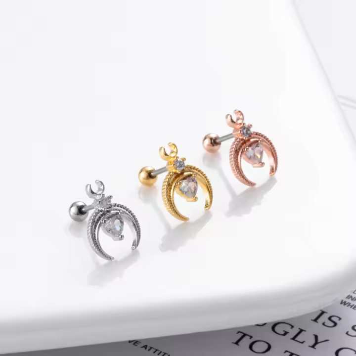 Piercing de acero inoxidable para cartílago, 2 piezas, 20G - 1