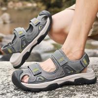 Nuevas sandalias de cuero de plena flor para hombre de alta calidad, talla 46, parte superior de seguridad con punta cerrada, zapatos de gamuza para exteriores, OEM de playa - details 8