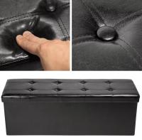 Taburete Plegable con Caja de Almacenamiento 110x38x38cm Taburete de Tipo PUF con Asiento de Cuero Sintético y Madera - details 2