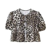 Blusa Elegante de Moda para Mujer 2025 Estilo Informal con Manga Corta y Abombada con Cuello Redondo Top de Algodón con Cordones y Lazo Blanco Dulce - details 10