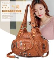 Nuevos bolsos de mujer retro europeos y americanos bolso de moda de un solo hombro oblicuo span bolso de cuero suave lavado - details 0