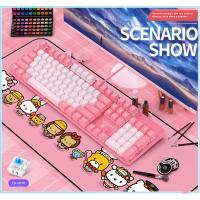 Real teclado mecánico eje verde niñas Netflix chica corazón polvo azul teclas redondas gaming punk - details 11