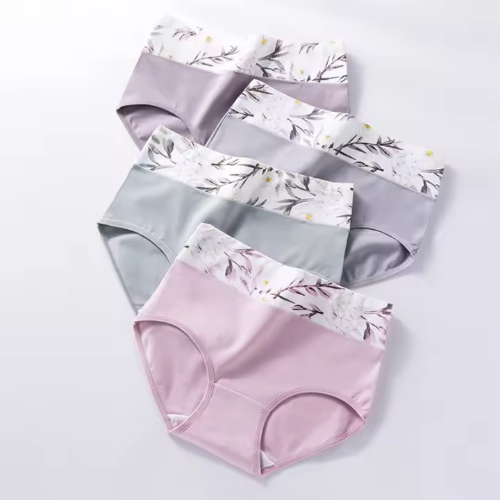 4 piezas Bragas de algodón para mujer, ropa interior roja de la buena suerte, transpirable, de talla grande, de cintura alta, adelgazante - 1