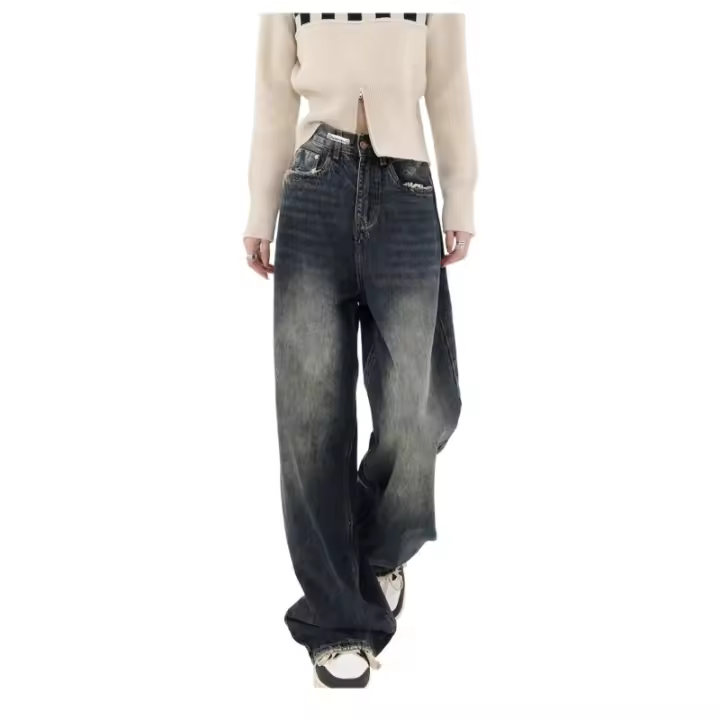 Pantalones Vaqueros Holgados Harajuku Y2K para Mujer Moda Retro en la Calle con Estilo de Pierna Ancha y Alta - 1