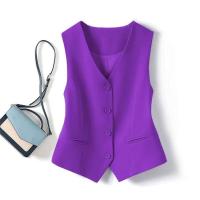 Nuevo y elegante chaleco con cuello en V, negocios formales con una hilera de botones, moda para mujer, chaleco vintage rojo - details 13