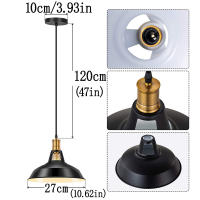 Imdgr Lámpara Colgante Industrial de Granja Vintage Iluminación Interior de Metal Negro y Blanco para Cocina Island - details 0