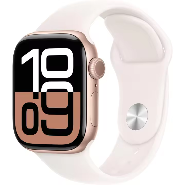Apple Watch Series 10 [GPS, 42 mm] - Caja de aluminio en oro rosa con correa deportiva Light Blush, S/M (renovado) - 1