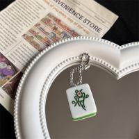 Mini llavero tradicional de Mahjong, llavero de Mahjong bonito de la suerte, colgante de estilo chino de resina verde, regalo de cumpleaños - details 4