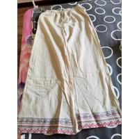 Pantalones de lino y algodón de cintura alta para mujer, pantalón de pierna ancha, largo, elástico, informal, liso, bordado, moda coreana, 2024 - details 17