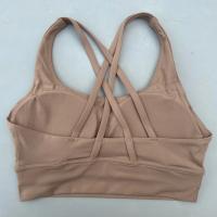 Sujetador deportivo cruzado de Color sólido para mujer, Top ajustado suave de alta resistencia, ropa interior de entrenamiento integral para gimnasio y Yoga con almohadilla para el pecho - details 10