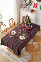 Mantel de Mesa de Cuadros de Navidad Tejido de Poliéster y Algodón en Rojo y Verde para Hogar y Fiestas - details 22