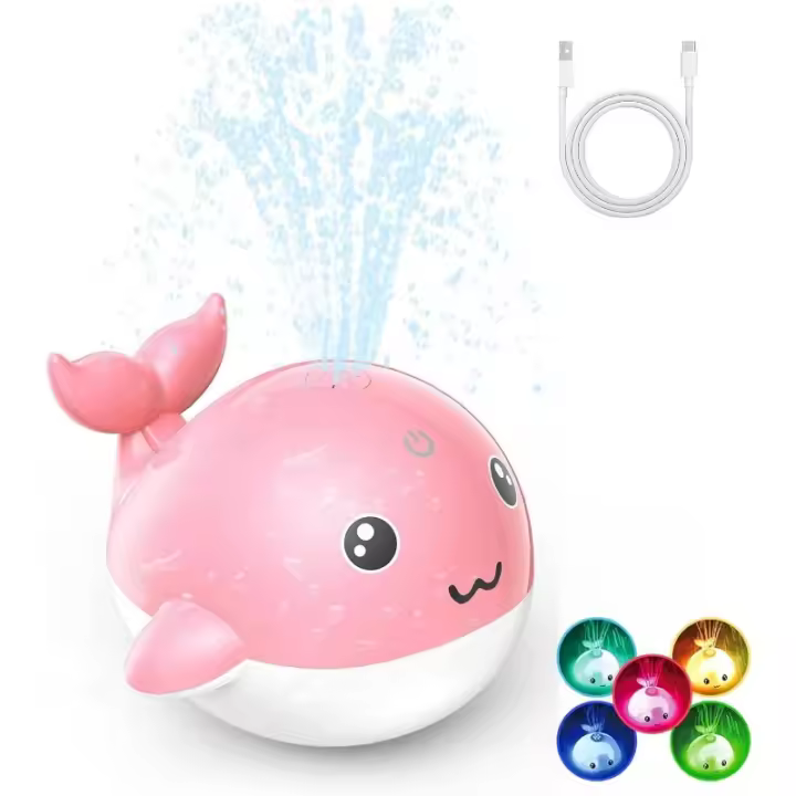 Juguete de Baño para Bebé Recargable con Luz, Ballena, Aspersor, Bañera, Piscina, Fuente de Agua - 1