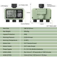 Regadera inteligente con control remoto, dispositivo automático de 3 válvulas, Digital, para jardín, flores - details 5