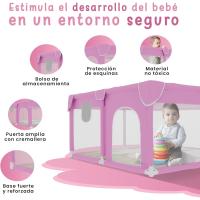 Bebe 120x120cm + Alfombra Bebe – Corralito Bebe con Malla Transpirable – Parque de Juegos Bebe Plegable con Puerta Lateral – Parque Infantil Bebe - Gris - details 8