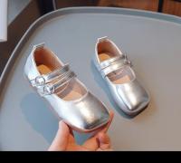 Zapatos de cuero para niños, calzado informal de Color sólido dorado y plateado, a la moda, para primavera y otoño - details 6