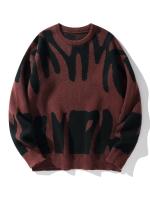 Nuevo Jersey Popular de otoño e invierno con patrón de Jacquard Irregular, suéter informal de punto con cuello redondo y contraste de Color para hombre - details 11