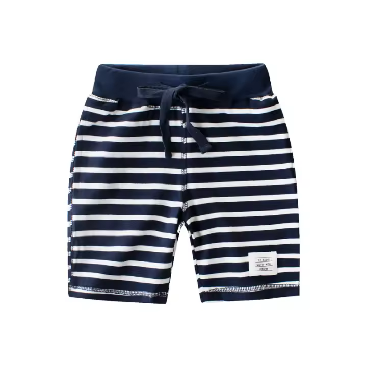 Nueva Versión Coreana 2025 Pantalones de Niños para el Verano Medianos, a Rayas, de Cinco Puntos - 1