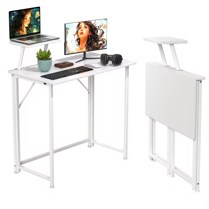 Rcynview  Mesa Plegable de Oficina  Escritorio de Computadora con Soporte de Pantalla para Portátil - 1