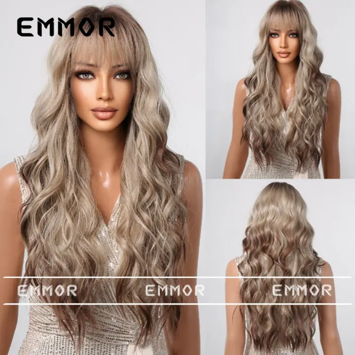 Peluca Larga Ondulada Para Mujer, pelo de color degradado Natural de 26 pulgadas - 1