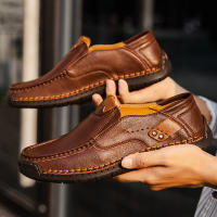 Zapatos De Cuero Hechos a Mano Para Hombre Mocasines Casuales Cómodos Zapatos Planos Para Exterior Caminar Talla Verdadera Para Adultos - details 21