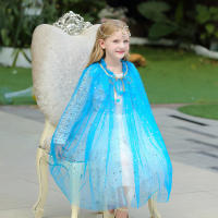 Girl Costume Children Elegant Dress Cape Kids Christmas Halloween Party Supply Girl Tulle Cloak Elsa Rapunzel Cosplay Accessory - details 12