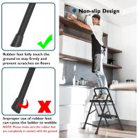 Escaleras Plegables de 4 Escalones, Capacidad de 150KG con Pedales Antideslizantes Anchos, Taburete de Mano de Acero, Manubrio de Esponja, Uso en Interiores y Exteriores, Negro - details 59