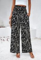 Pantalones elásticos de pierna ancha para mujer Primavera-Verano Chic con estampado elegante - details 4