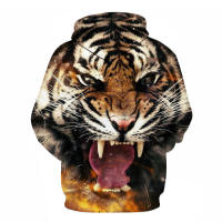 Sudadera con capucha informal para hombres y niños, con impresión digital 3D de tigre arcoíris, nueva - details 7