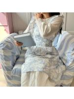 Delantal de algodón con volantes para mujer, ropa de trabajo, estilo coreano, uniforme de camarero de cocina - details 3