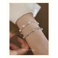 Pulsera de perlas Chips naturales joyería de plata pura cielo estrellado diseño de nicho Simple sentido de alta gama luz para mujer - details 8