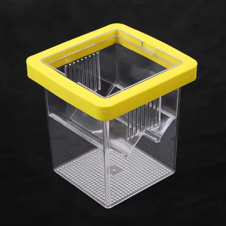 Caja de cría de peces flotante de acrílico, alimentador de cría de acuario ajustable transparente, caja de cría de peces cuadrada para acuario, pecera - 1