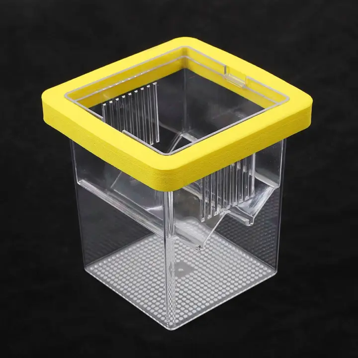 Caja de cría de peces flotante de acrílico, alimentador de cría de acuario ajustable transparente, caja de cría de peces cuadrada para acuario, pecera - 1