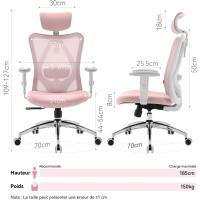 Silla de escritorio para computadora con reposacabezas ajustable y soporte lumbar, respaldo alto, silla ejecutiva giratoria para oficina en casa (azul claro) - details 38