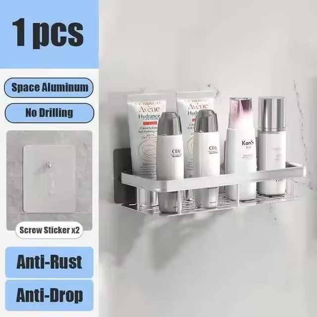 Botella de Champú Montada en la Pared de Diamante Estante de Iluminación para Baño y Cocina de Aluminio - 1