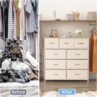 Cómoda con 9 cajones de tela, cómoda de dormitorio, mueble de almacenamiento, muebles de dormitorio, cómoda de 9 cajones, cómoda para cocina, oficina, pasillo, estilo rústico - details 20