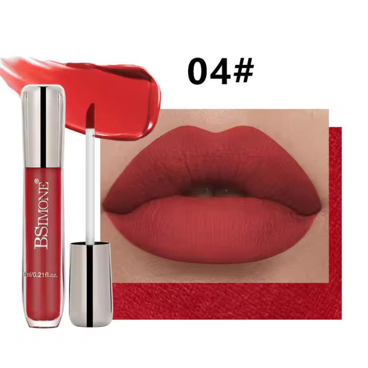 Brillo de labios mate de terciopelo ligero e hidratante durante mucho tiempo Desarrollo de color Taza antiadherente impermeable Brillo de labios que no se decolora - 1