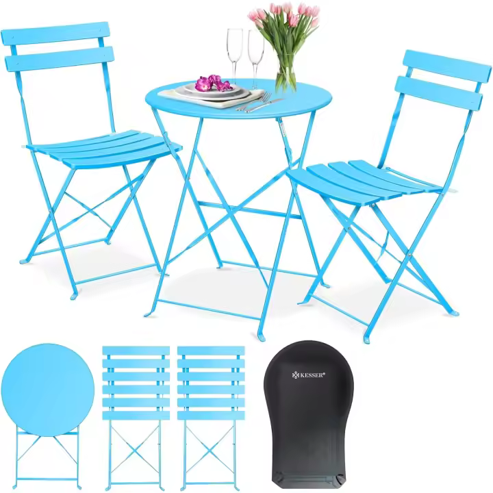 Jardín de 3 Piezas con 2 Sillas Plegables Conjunto de Muebles para Balcón - 1
