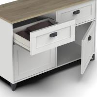 Taburete de Almacenamiento de Madera Roble Blanco Diseño de 2 Puertas y 1 Hueco - details 15