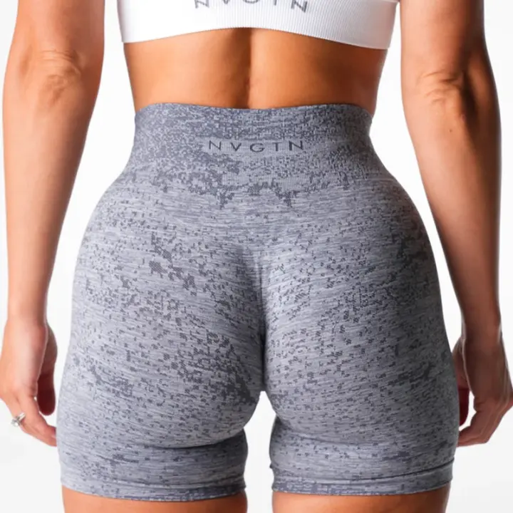 NVGTN pantalones cortos digitales sin costuras para mujer, mallas suaves de entrenamiento, trajes de Fitness, licra, Yoga, ropa de gimnasio - 1