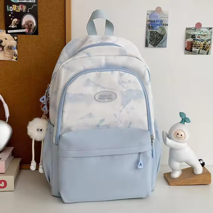 Mochila de Nylon para Estudiantes de Secundaria y Universidad Estilo Chino Fresco y Dulce - 1