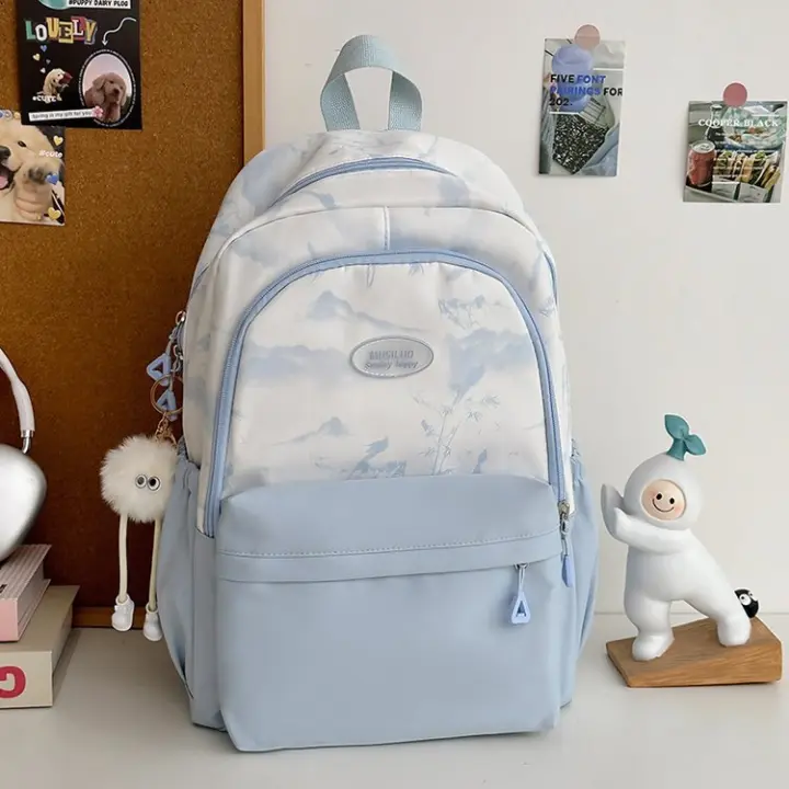 Mochila de Nylon para Estudiantes de Secundaria y Universidad Estilo Chino Fresco y Dulce - 1