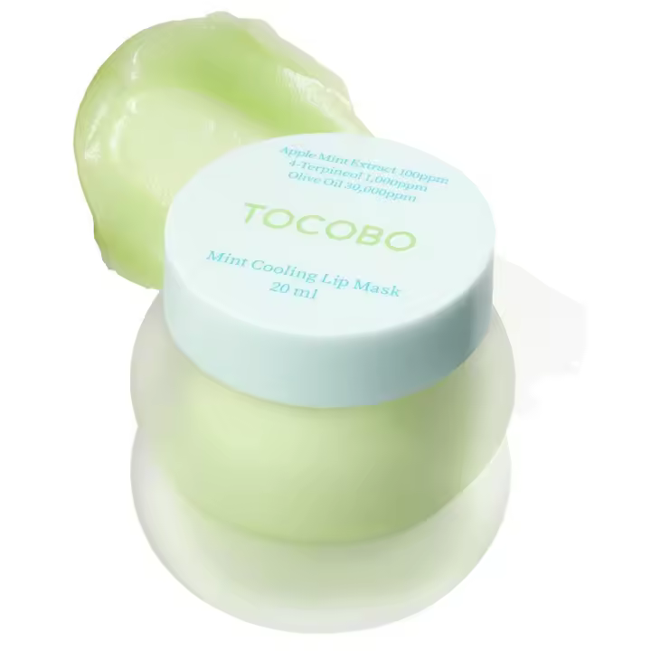 TOCOBO Mint Cooling Mask Tratamiento labial coreano durante la noche con menta de manzana, árbol de té y aceite de oliva calmante, hidratante y refrescante - 1