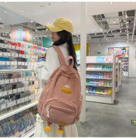Dibujos animados estilo japonés ins lindo patito mochila femenina de pana informal mochila de campus estudiante universitario de secundaria. - details 11