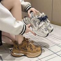 Dropshipping Logo patrón de leopardo nuevas zapatillas de deporte de moda plataforma gruesa zapatos de diseñador de estilo informal para caminar - details 2