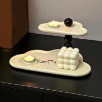 Bandejas de doble capa en forma de nube, bandeja de almacenamiento de artículos diversos con llave de plástico de gran capacidad, organizador decorativo de Perfume para aromaterapia - details 6