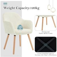 Silla de Comedor Estilo Vintage Juego de 1, Silla Cocina, Silla Nordica con Respaldo y Reposabrazos, Tela Pana, Estructura de Madera, Sillas para Tocador, Escritorio, Crema, EZS26cm-1 - details 6